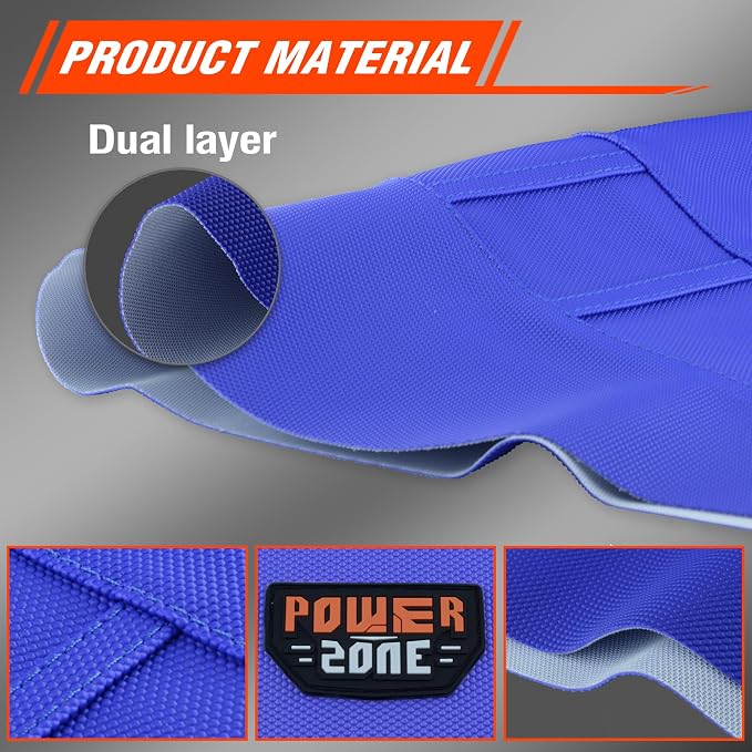 Dirt Bike Seat Cover - White Stripe Universial Seat Cover for Dirt Bike - Motorcycle Motorcross Enduro Seat Covers (All Blue)