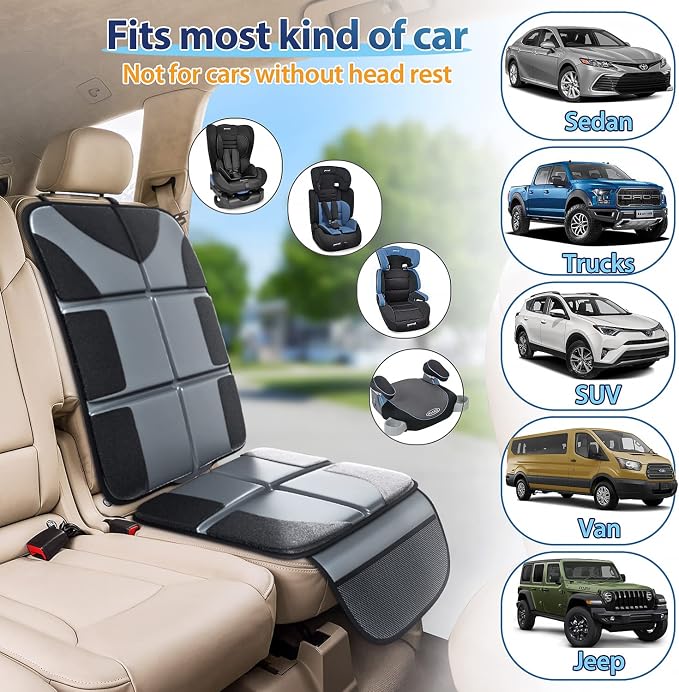 Gimars Car Seat Protectors, 2 Pack XL 5-Layer Thickest EPE Waterproof Protectors with 600D Fabric, Nonslip Backing, Storage Pockets for SUV, Sedan, Truck, Leather Seats (Gray)
