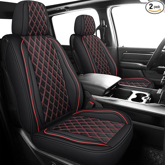 MIROZO Front Seat Covers for Silverado,2PCS Truck Seat Covers Waterproof Car Seat Covers Pickup Seat Protector Compatible with 2007-2026 Chevy Silverado GMC Sierra 1500 2500HD 3500HD (Red,2PCS Front)