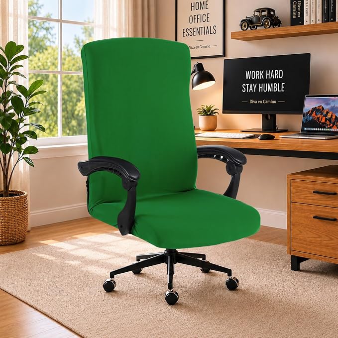 Elastic Computer Chair Cover with Durable Zipper - Protective Removable Washable Universal Office Desk Chair Seat Slip Cover - Stretchy Soft Anti-dust Desk Chair Seat Protector for Dogs, Cats, Pets
