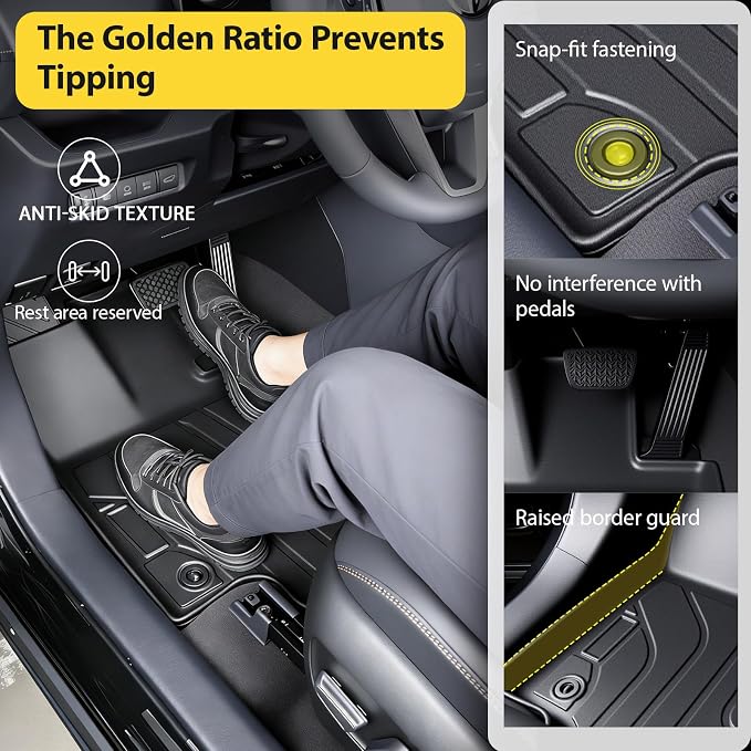 Floor Mat Replacement for 2019-2025 RAV4 ((Include Hybrid) Floor Mats All-Weather TPE Car Floor Mat - Rubber Floor Mat for First and Second Row - Non-Slip Car Mat Accessories