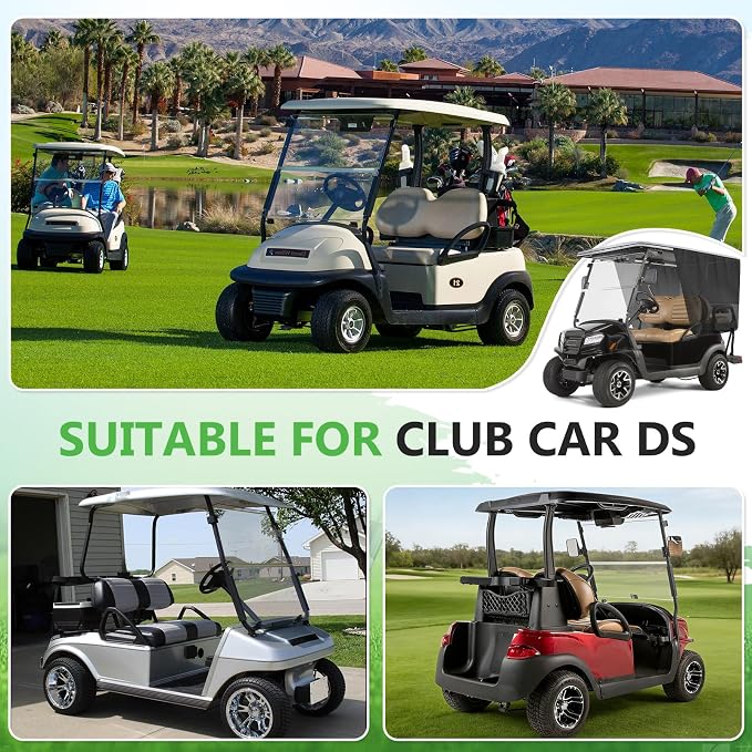 600D Golf Cart Sunshade for Club Car DS, Mesh Sun Enclosure for UV Protection, Heat & Wind Blocker, Cool Mesh