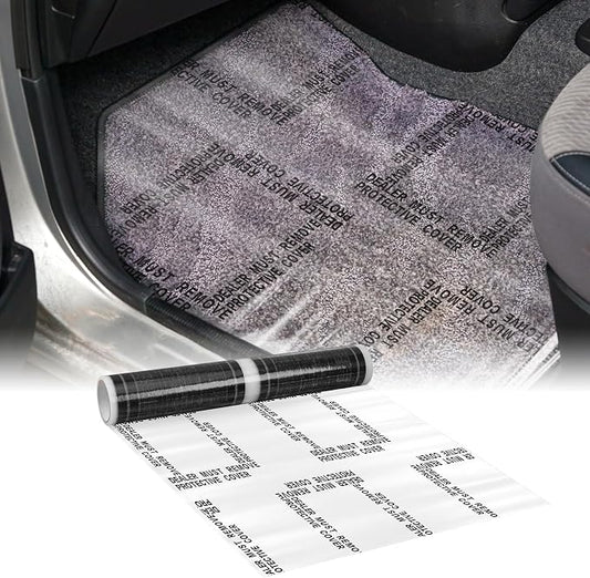 Nuanchu 4 Mil Auto Adhesive Plastic Floor Mat 24" x 200' Car Care Products Carpet Protector Film Roll Sticky Car Floor Mats Perforated Protector Cover Sheets Every 24", 150 Mats Per Roll