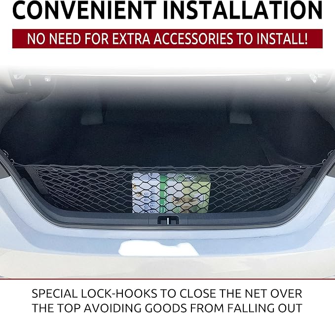 Envelope Style Automotive Elastic Trunk Mesh Cargo Net for Toyota Avalon 2018-2022 - Premium Trunk Organizers and Storage - Luggage Net for Sedan - Best Car Organizer for Toyota Avalon