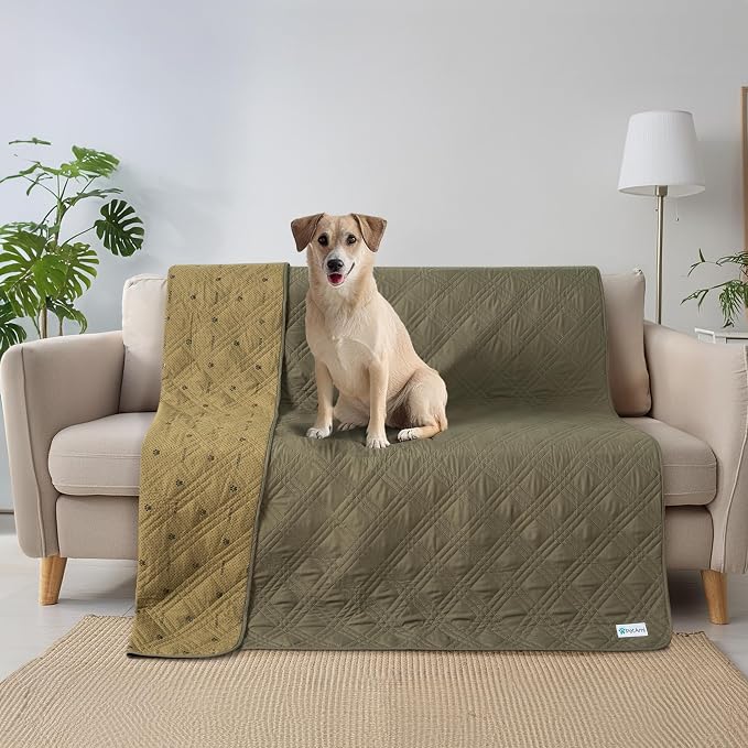 PetAmi Waterproof Couch Cover for Dogs, Non-Slip Leakproof Sofa Furniture Protector for Pet Cat, Machine Washable Bed Blanket for Car Seat, 102x82 Green