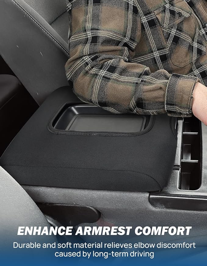 JOYTUTUS Center Console Cover Compatible with Silverado Sierra 2014 2015 2016 2017 2018 Jump Seat, Neoprene Arm Rest Armrest Cover for Car, Durable Middle Console Cover Replacement for Trucks