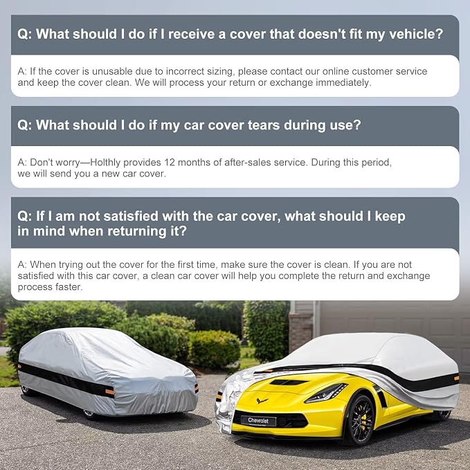 10 Layers Car Cover Custom Fit for Chevrolet Corvette (1980-2019) C3,C4,C5,C6,C7, Waterproof All Weather for Automobiles, Outdoor Full Cover Sun Dust Protection with Cotton. Silver