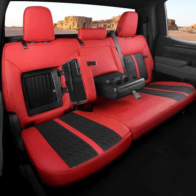 Custom Fit Seat Covers for 2019-2026 Sierra/Silverado 1500 CrewCab | Fits 2500/3500HD 2020-2026, with Rear Armrest/Seatback Storage, Faux leather, Waterproof, Scratch-resistant, Easy-clean