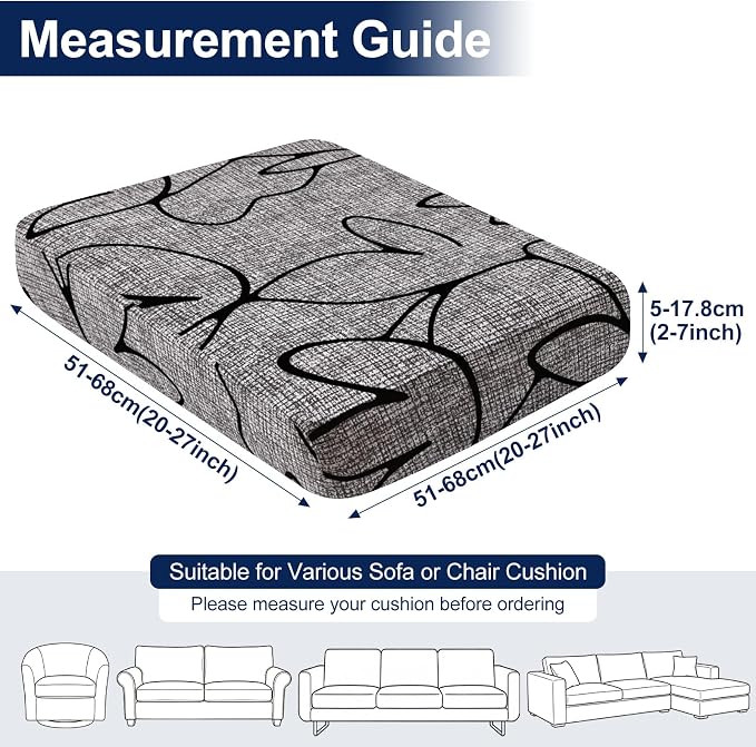 Smiry Waterproof Patio Cushion Covers, Stretch Outdoor Couch Slipcovers Replacement Washable Furniture Protector Sofa Chair Seat Cover for Dogs and Pets (12 Pcs, Grey and Black)