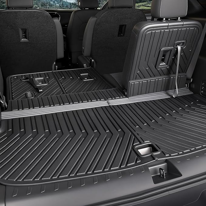 Floor Mats for Chevy Traverse 2018-2023, All Weather Floor Mats Trunk Cargo Liner with Backrest Protectors Accessories, Full Coverage Set (Fit 7 Seats)