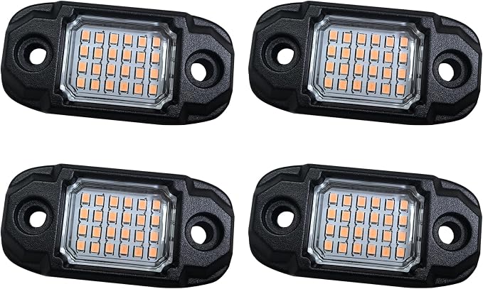 4 Pods Purple Rock Lights Underglow Light for Cars Trucks Trail Rig Lamp | 24 LED chips for each light, waterproof bottom chassis lights