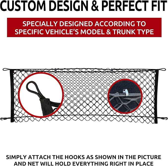 Envelope Style Trunk Mesh Cargo Net | for Toyota Highlander 2014-2026 Regular & Hybrid Car Accessories | Premium Trunk Organizers and Storage | SUV Truck Cargo Nets | Vehicle Carrier Organizer