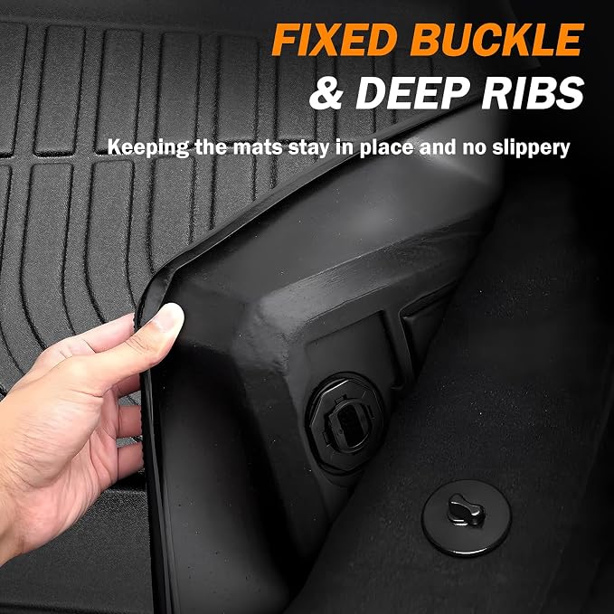 KUST Floor Mats for 2020-2026 Chevy Silverado/GMC Sierra 1500/2500HD/3500HD Crew Cab with Rear Underseat Storage Box, Front Bucket, All Weather Car Mats for Silverado Accessories TPE Rubber