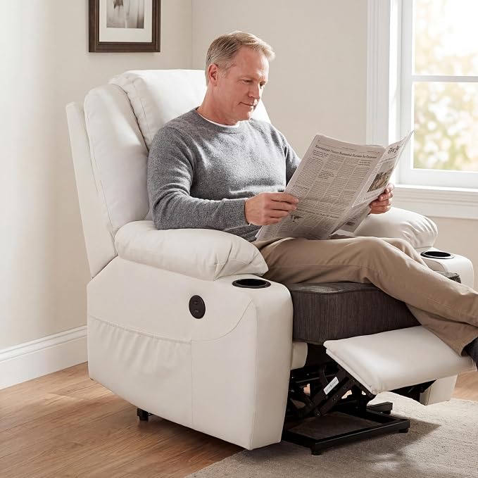 baibu Extra Large Dual-Layer Gel Memory Foam Recliner Cushions for Elderly, 20x20x5 Inch Thick Non-Slip Recliner Seat Cushion Suitable for Couch for Easy to Stand Up & Reduce Hip Pain, Dark Brown