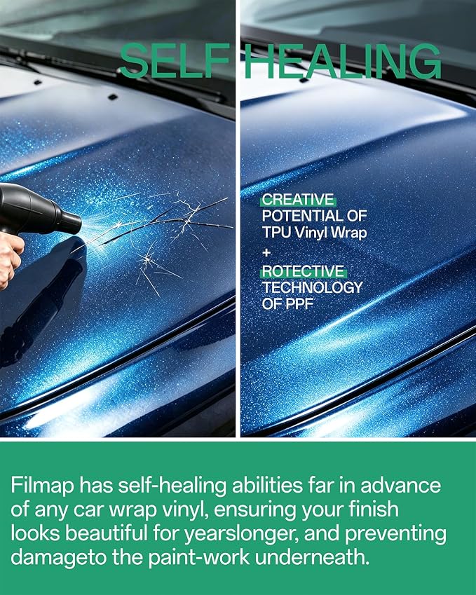 PPF, Dry Apply TPU PPF Vinyl Car Wrap Roll 1ft x 5ft, Paint Protection Vinyl Film (Gloss Cosmic Blue)