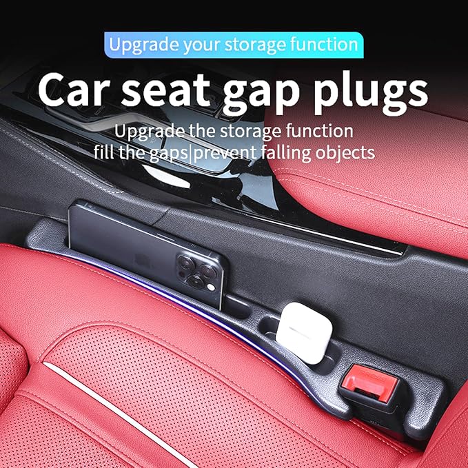 2 Pack Car Seat Gap Filler Stopper/Catcher, No-Drop Seat Guard Insert Between Seat and Console Black Auto Crevice Blocker Strip Pad Plug Seat Gap Guard Spacer A02