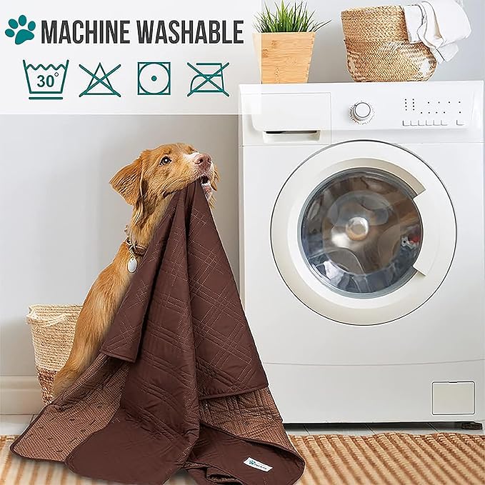 PetAmi Waterproof Couch Cover for Dogs, Non-Slip Leakproof Sofa Furniture Protector for Pet Cat, Machine Washable Bed Blanket for Car Seat, 102x82 Brown