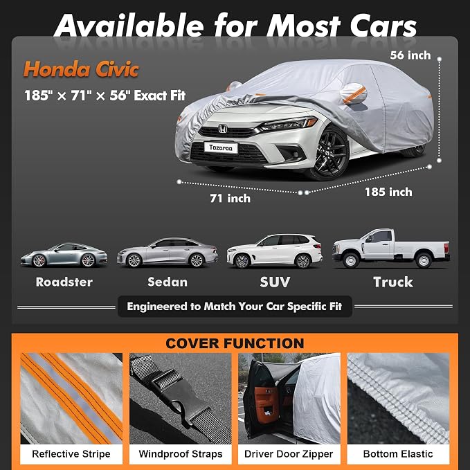 Car Cover Waterproof All-Weather,Outdoor Full Exterior Coupe Covers Custom Fit for Porsche 911,Chevrolet Corvette Cavalier Cobalt,Audi A5,BMW 2 Series,etc,Size C3(See Size Chart)