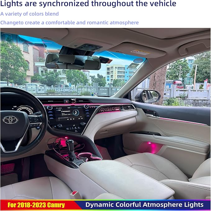 21 LED RGB Ambient Light Kit for 8th Gen Toyota Camry 2018-2023, Full Interior Atmosphere Lights with Starry Sky Panel & Cup Holder Lights, APP Control
