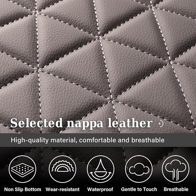Coverado Leather Car Seat Covers, Waterproof Dooge Ram 1500 Seat Covers Compatible with 2002-2026 Dodge Ram 1500 2500 3500 with Flat Bench (Full Set, Coffee)