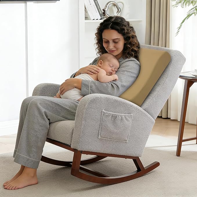 2-in-1 Neck Pillow Lumbar Support Pillow for Recliner Couch & Nursery Glider Chairs- High-Resilient Foam Cushion Ergonomic Back Support for Comfort in Rocking, Feeding, Nursing Brown M
