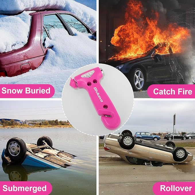 Window Breaker, 3-in-1 Emergency Escape Tool with Car Safety Hammer and Seat Belt Cutter, Safety Emergency Car Escape Tool Gift for Women