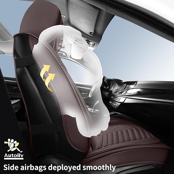 HChengkikz Nappa Leather Car Seat Covers Full Set, Brown Car seat Protector 5 Seats, Waterproof Car Seat Cushion, Universal Automotive Seat Covers Fit for SUV Truck Pick-up Sedan, Front and Rear | Easy Maintenance, Airbag Compatible, Universal Fit For ...