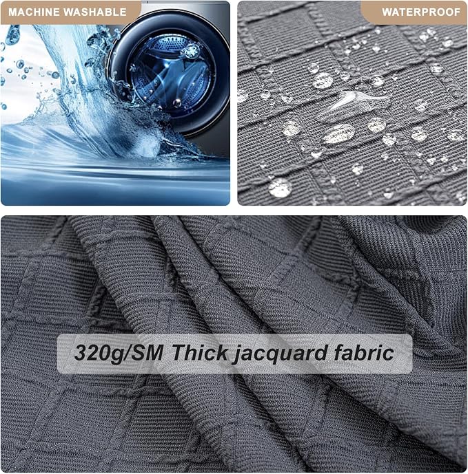 Genina Waterproof Seat Covers for Dining Room Chairs Covers Dining Chair Slipcovers Protector, No Rear Covers (Dark Gray, 6 Pcs)