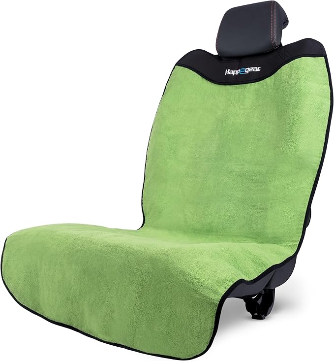 HAPPEGEAR Happeseat Waterproof Car Seat Cover & Protector, Green | Universal Fit, Car Seat Towel Cover, Non-Slip Backing, Machine Washable, Fits Front & Back, Easy Install & Storage