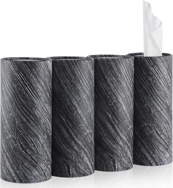 SINGARO Car Tissue Holder, 4 Pack Car Cup Holder Facial Tissues with Travel Tissue Bag, Quick and Convenient Flower Combination Car Tissue Box(4 Canisters/200 Tissues) Gray