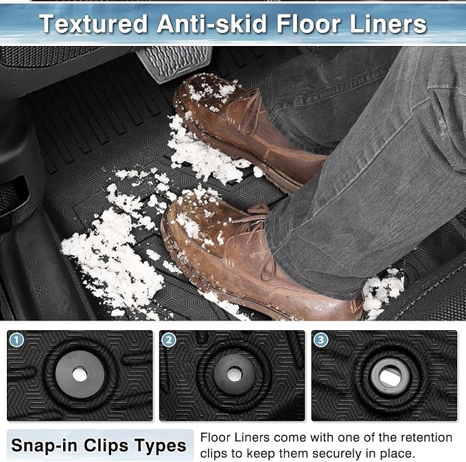 Mixsuper Floor mat for 2021-2026 Jeep Wrangler Unlimited 4XE PHEV 4 Door(Not for 2 Door or JL Models),All Weather TPE Floor Liners Protection for Wrangler Accessories,2 Row Anti-Slip Car Mats, Black