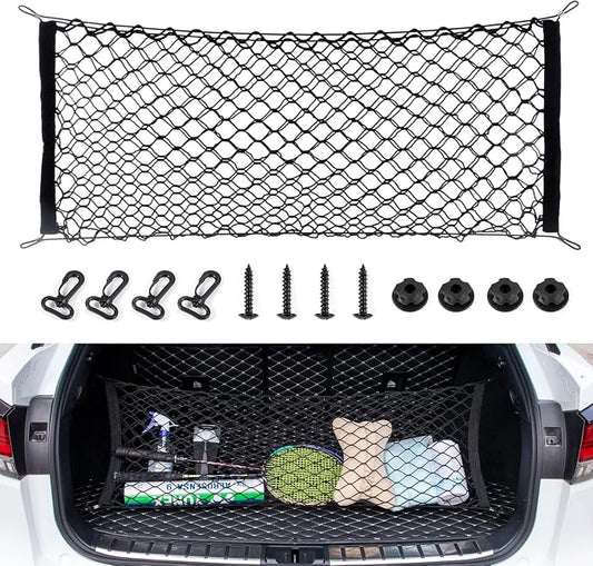 Alpmosn Stretchable Car Cargo Net Adjustable Elastic Storage Net Trunk Interior Accessories with Hook, Universal Fit for Car, Vehicle, SUV (43.3"x15.8")