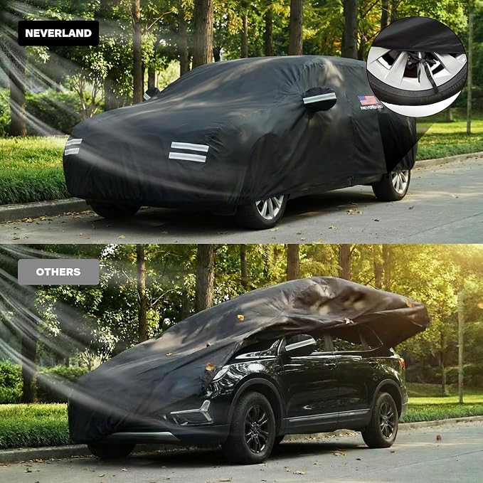 SUV Car Cover, Full SUV Car Covers Waterproof All Weather Dustproof, Snowproof, UV Protection Car Covers for Automobiles Universal Fit for SUV Cover Size 190''L x 75''W x 71''H
