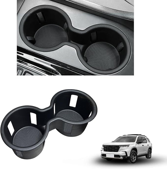 Center Console Cup Holder for 2023-2025 Honda Pilot/2024-2026 Passport Accessories Cup Holder Insert TPE Front Drink Holder Organizer for Pilot 2024 Interior Decoration Black