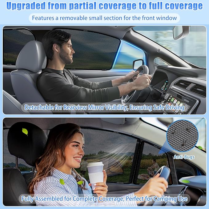 ZATOOTO Car Window Shades for Outback 2021-2024, Ventilation & Bug-Free | 99% UV Block, Heat Reduction, Camping Privacy, Strong Magnets, Baby Pet Protection, Road Trip Comfort, Easy Install