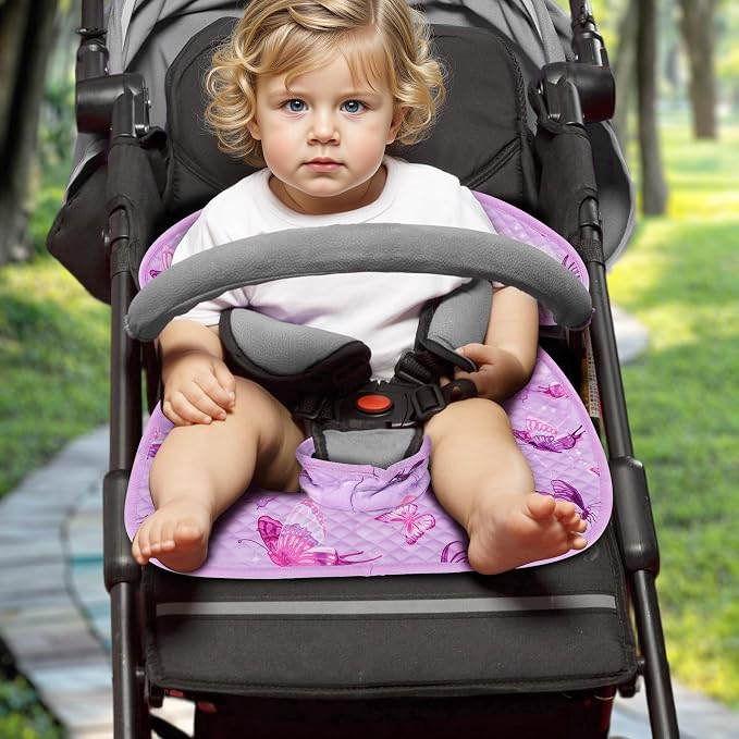 Babenest Car Seat Potty Protector Cover -Waterproof Carseat Training Liner for Baby &Toddler Shower Gift, Dry Piddle Pee Pad with Fun Designs for Strollers & Infant Car Seats (2pcs, Butterfly-Purple)