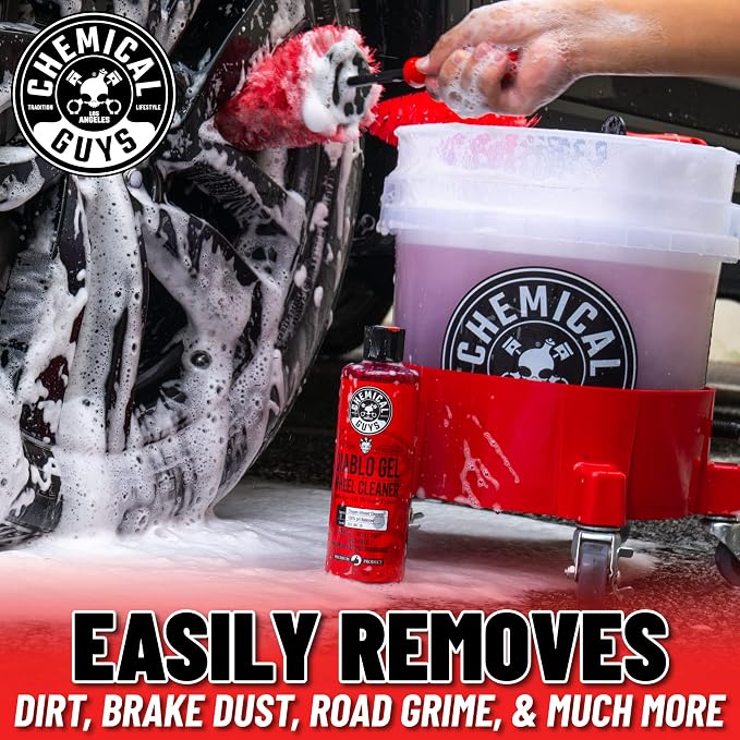 Chemical Guys, Diablo Gel Foaming Wheel & Rim Cleaner, All Finishes, 16 oz | Oxygen-infused gel clings to wheels and lifts brake dust, dirt and grime, safe on all wheel finishes