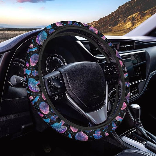 AFPANQZ Car Steering Wheel Cover Sweat Absorption Safe Driving | Mushroom Print Car SUV Sedans Interior Accessories, Steering Wheel Protection Sweat Absorption
