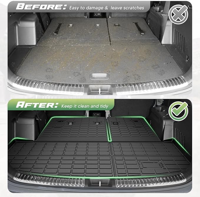 Cartist Cargo Mat & Backrest Mat Fits for Kia Telluride 2020 2021 2022 2023 2024 2025 (7/8 Passenger) All Weather TPE Trunk mat for Telluride Car Accessories for Telluride 2020-2025