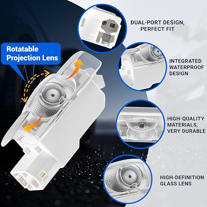 2Pcs Never Fade Car Door Lights Logo Projector Compatible with LS/ES/is/LX/RX/GS/GX/RC/UX, 3D LED Car Door Welcome Puddle Lights, 4K HD Ghost Shadow Lamp(White)