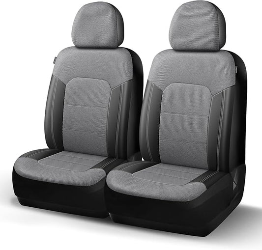 HChengkikz Front Car Seat Covers, Air Mesh, Breathable (Black + Gray) | Airbag Compatible, Automotive Comfort Protection, Universal Fit for Most Cars,Trucks,SUVs