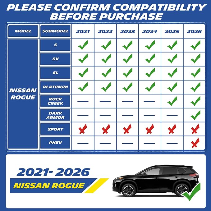 Michelin Vehicle Mats, All-Weather TPE Custom Fit Liner for 2021-2026 Nissan Rogue (6 Piece), Not for Sport/PHEV, Premier