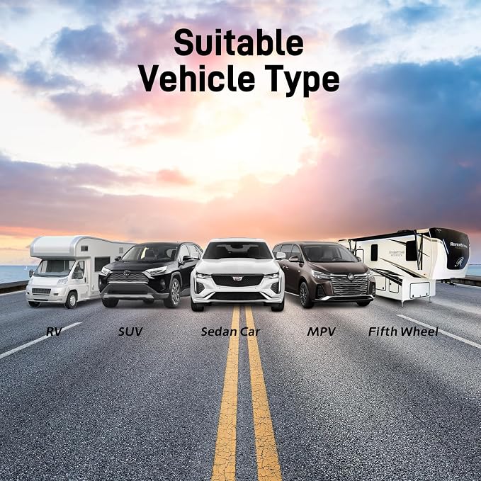Tymate TM2 RV Tire Pressure Monitoring System, Tire Pressure Monitor with Solar Charge, TPMS with 4 Sensors(Max. 10) & 6 Alarm Modes, Color LCD Display, 0-144PSI for RV/Trailer/Truck/SUV/Fifth Wheel