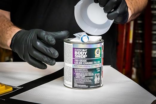 Evercoat Body Shop 105067 Pro-Grade Color-Change Putty for Filling Minor Dings, Scratches and Low Spots in Aluminum, Fiberglass & More, Easy Mix Hardener Included 13 Fl Oz.