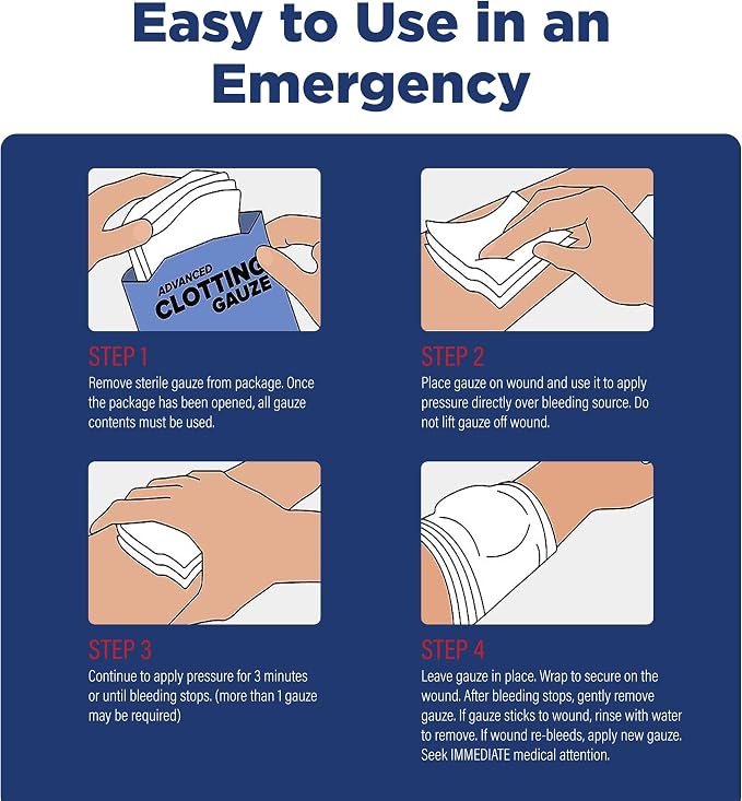 Adventure Medical Kits QuikClot Advanced Clotting Gauze - Stops Bleeding up to 5X Faster Than Standard Gauze - Kaolin Hemostatic Dressing - for First Aid Kits & Survival Gear - 3 x 24 (2 Strips)