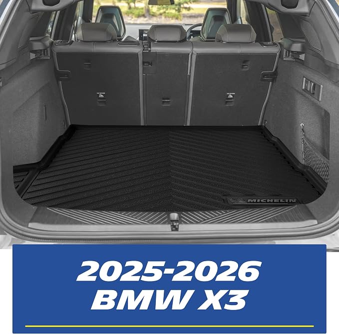 Michelin Vehicle Mats for 2025-2026 BMW X3 G45 30 xDrive/M50 xDrive | Custom Fit, Non-Slip, All-Weather TPE Liner, Premier Series 1st & 2nd Row & Trunk Mat, 4 Piece