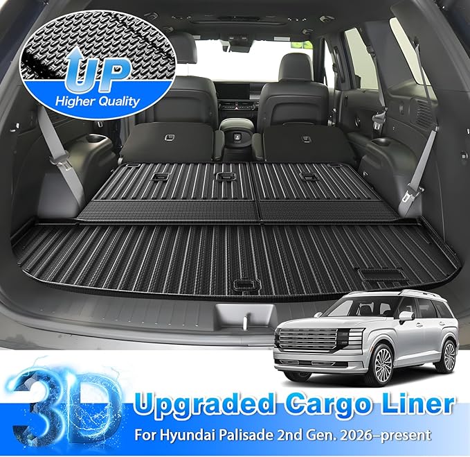 Cartist Trunk Mat Fits for 2026 Hyundai Palisade Gas Cargo Liner, TPE All Weather Cargo Mat for Palisade Accessories (with Backrest Mat)