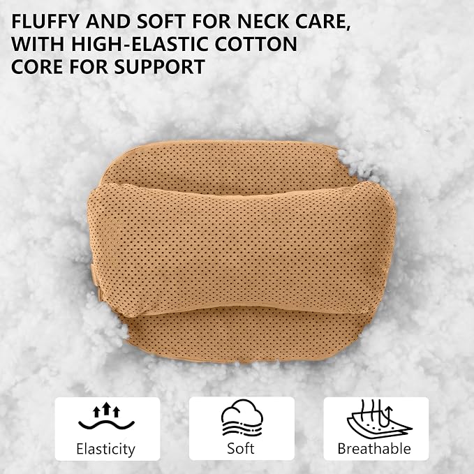 2 Pack Car Neck Pillow, Universal Fit Cars SUVs Sedan Home Office | Car Neck Support Pillow, Suede Car Neck Pillow with Adjustable Strap, Ergonomic Car Neck Support for Relieve Driving Fatigue