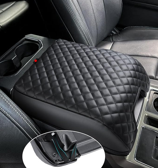 Center Console Cover for Ford F150 2015-2020, Armrest Cover for F250 F350 F450 2017-2022, Expedition 2018-2024, PU Leather Car Truck Interior Accessories Middle Console Cover, Bucket Seat