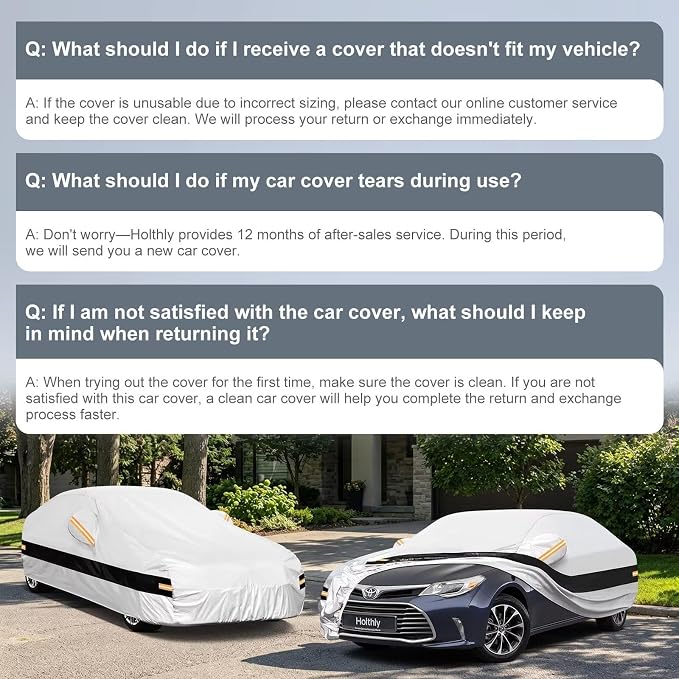 10 Layers Sedan Car Cover Custom Fit for Toyota Avalon (1994-2026), Waterproof All Weather for Automobiles, Outdoor Full Cover Sun Dust Rain Protection with Cotton. Silver